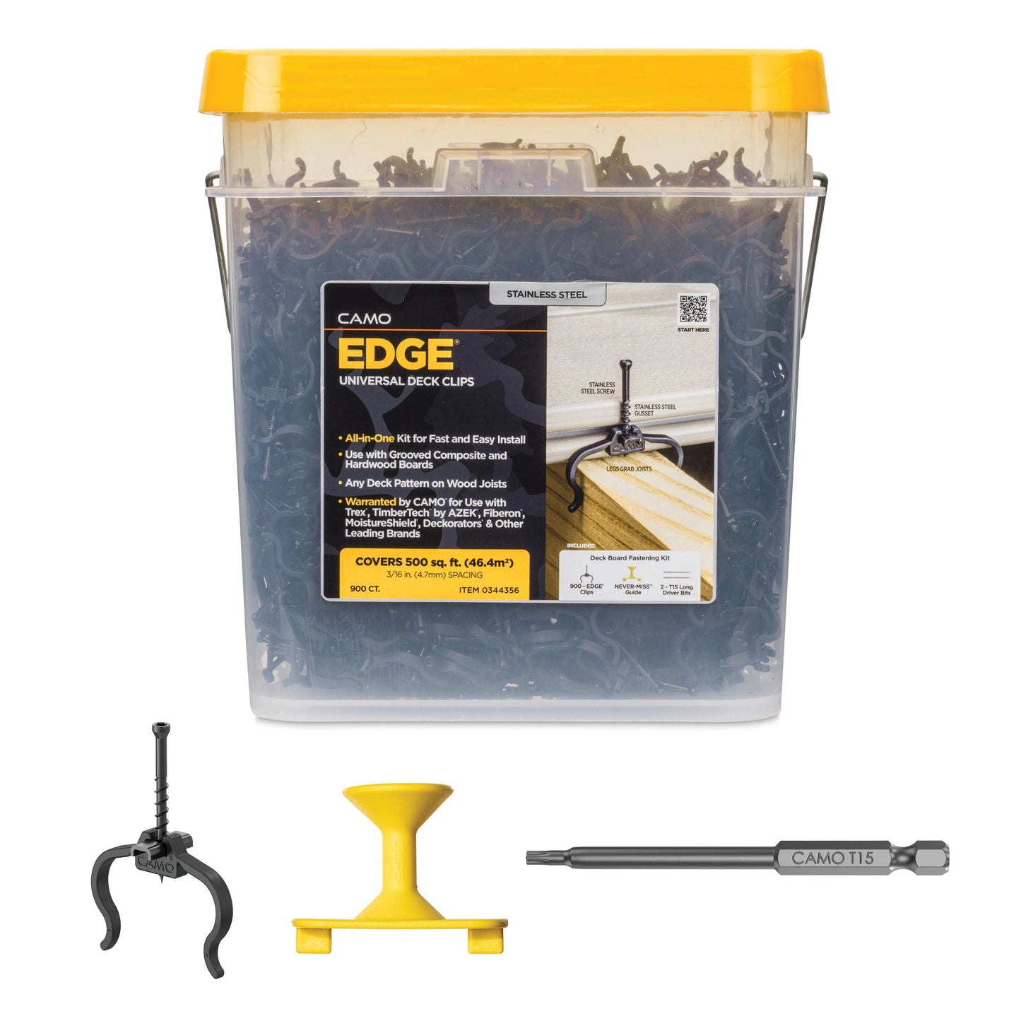 CAMO EDGE CLIP BUCKET 900CT, 500SQF