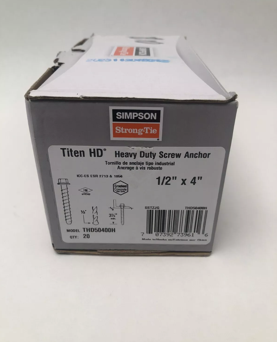 1/2X4 TITEN HD THREADED ANCHOR BOX 20CT